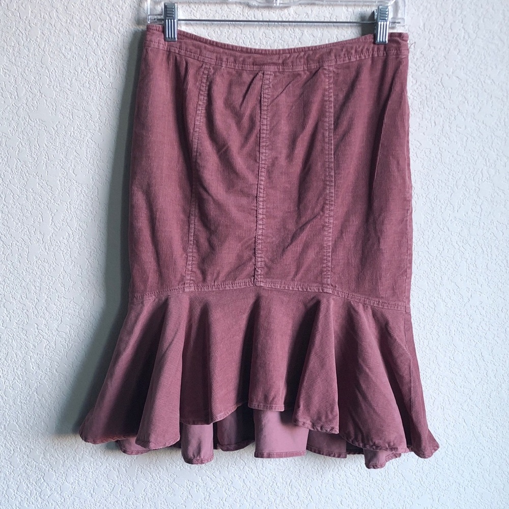 Anthropologie Pilcro and The Letterpress Genie’s Corduroy Ruffle Skirt Cord Red